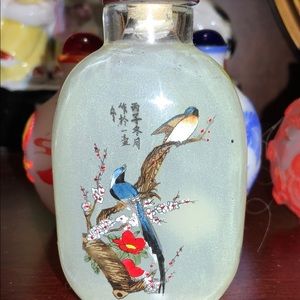 Asian Reverse Painted 3-1/8" signed Snuff Bottle